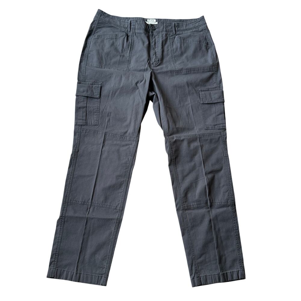 L.L. Bean Favorite Fit Gray Stretch Canvas Straight Leg Cargo Pant Sz 16 Casual